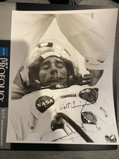 Apollo 7 Astronaut Walt Cunningham Signed 8x10 NASA Minor Crease Top Left
