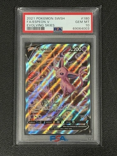 2021 POKEMON SWORD & SHIELD EVOLVING SKIES #180 FULL ART/ESPEON V PSA 10