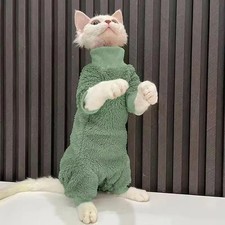 Warm Lamb Wool Hairless Cat Clothes Winter Luxury Sphynx Turtleneck Sweater for