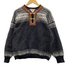 Vintage Dale of Norway Fair Isle Metal Hook Clasp Wool Sweater Women's Size L