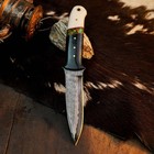 8.8" EDC Hunting Damascus Knife Handmade Full Tang Resin Handle Leather Sheath — photo 4