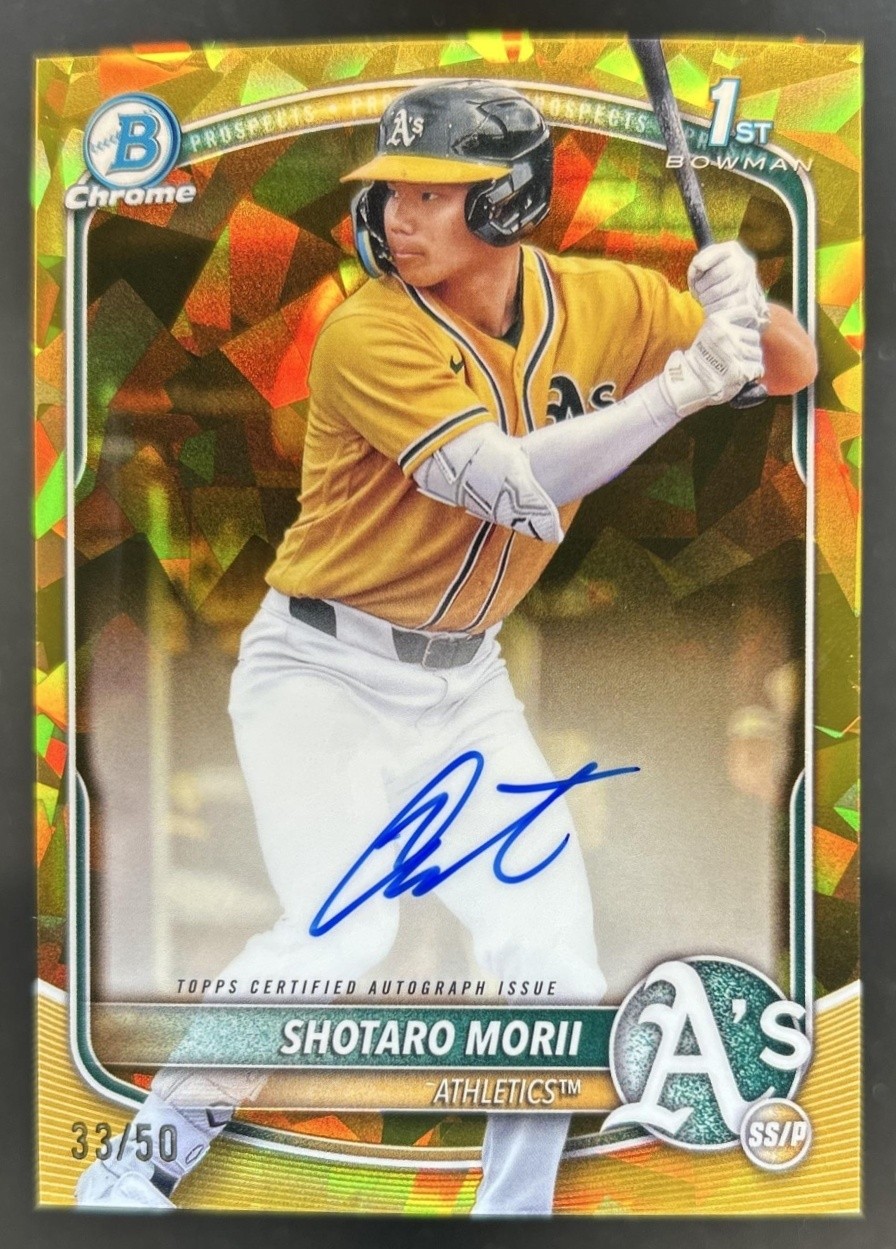2025 Bowman Chrome Sapphire Shotaro Morii Auto Gold Refractor 1st #/50 Athletics