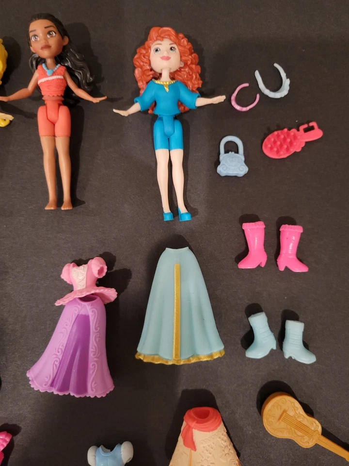 💕 Disney Princesa Polly Pocket Lote de Muñecas Accesorios Ropa Goma 7 piezas Usado en Excelente Condición Foto 4 de 4