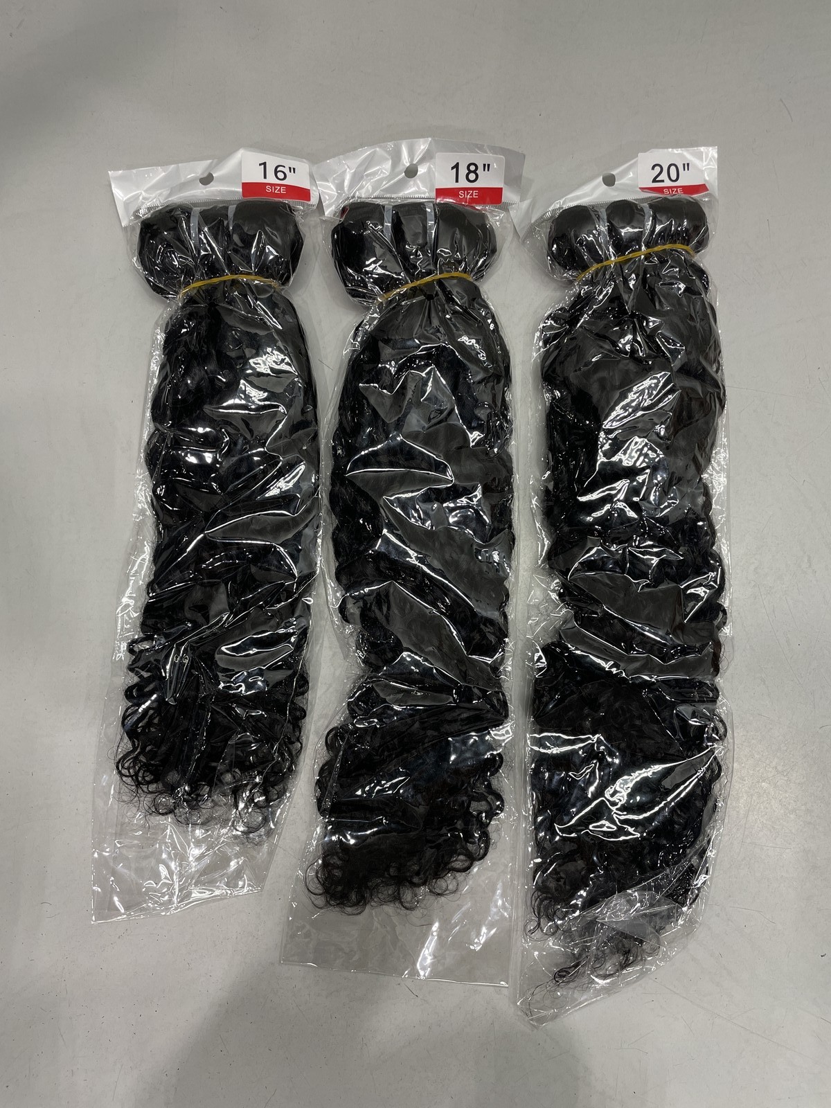 Natural Black Water Wave Human Hair Blend Bundles 16