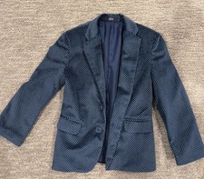 Nautica Boys Navy Blazer Sport Coat Size 6 Regular Polka Dot Dress Jacket Formal