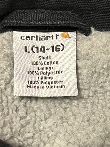 🟨🟨🟨 CARHARTT SANDSTONE JACKET SHERPA LINED YOUTH LARGE 14 - 16 BLACK - Picture 3 of 7