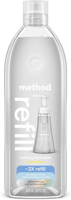 Method Foaming Hand Soap, Refill, Sweet Water, Recyclable Bottle, 28 Oz, (Pack o