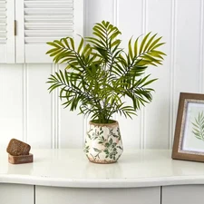 18In. Mini Areca Palm Artificial Plant in Floral Vase