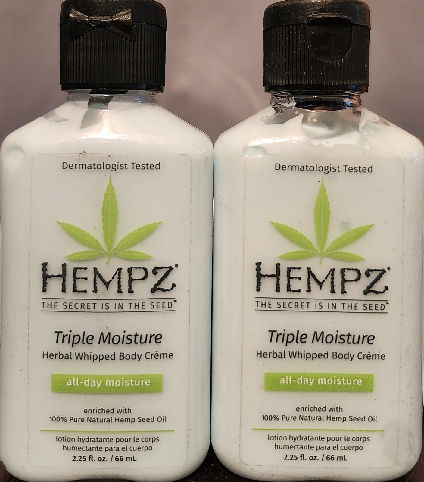 2 Pack Hempz Triple Moisture Herbal Whipped Body Creme Lotion 2.25oz Each