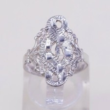 Size 5, Vtg Sterling Silver Handmade Ring, 925 Silver Band W/ Filigree Whirl