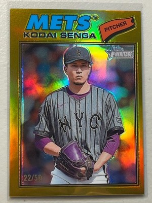 Kodai Senga 2026 Topps Heritage /50 Chrome Gold Refractor Parallel #317 NY Mets