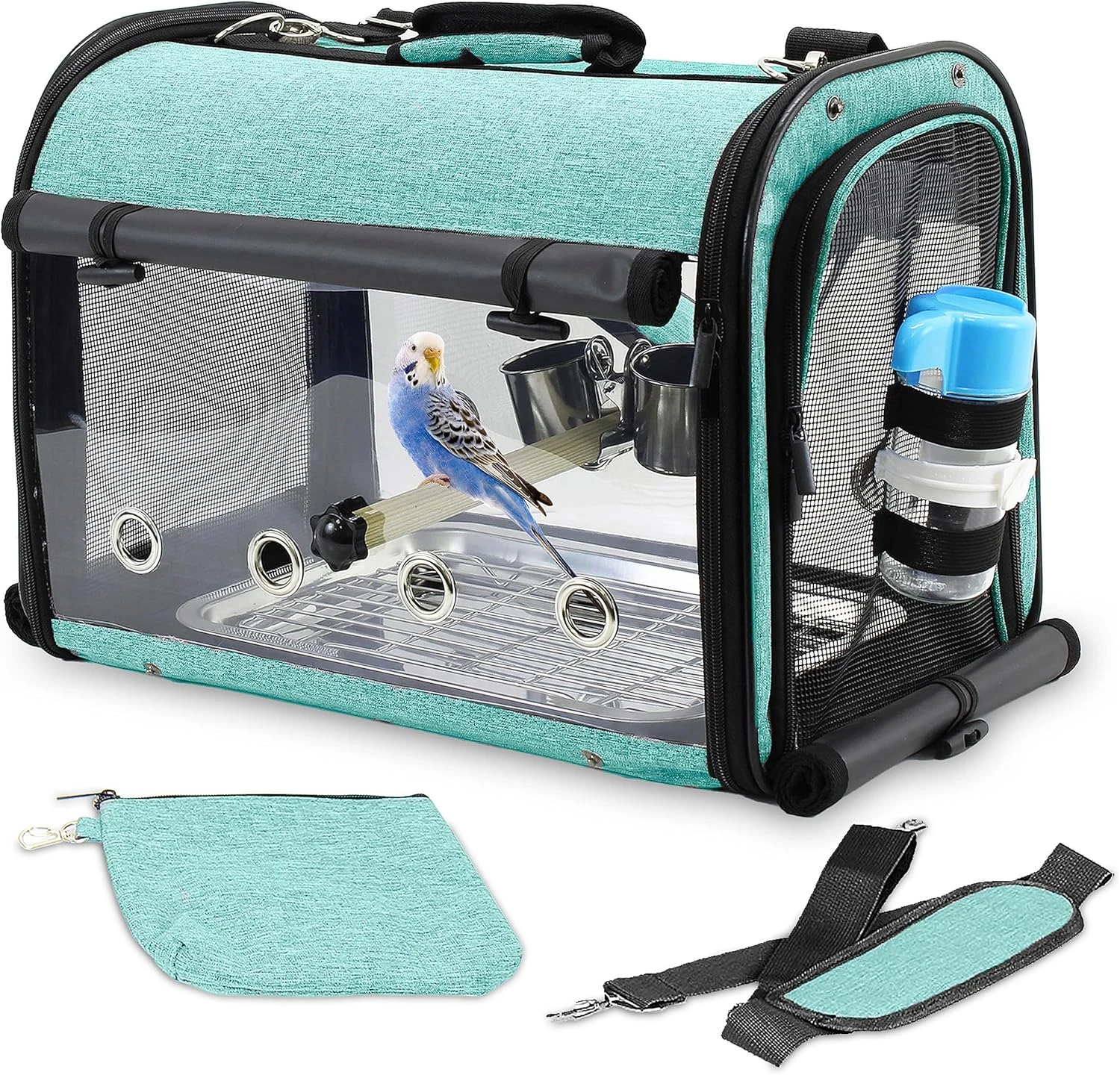 Bird Carrier Bag Bird Travel Cage with Stand, Lightweight Backpack for Parrot, P