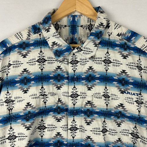 Ariat Venttek Outbound Southwest Aztec Classic Short Sleeve Shirt Men's Size XL - Picture 2 of 11