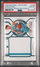 2020 NATIONAL TREASURES COLOSSAL ROOKIE MATERIALS #LMB LAMELO BALL RC /99 PSA 8