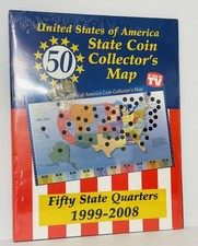 United States of America 50 State Quarters 1999 - 2008 Coin Collector s Map NEW