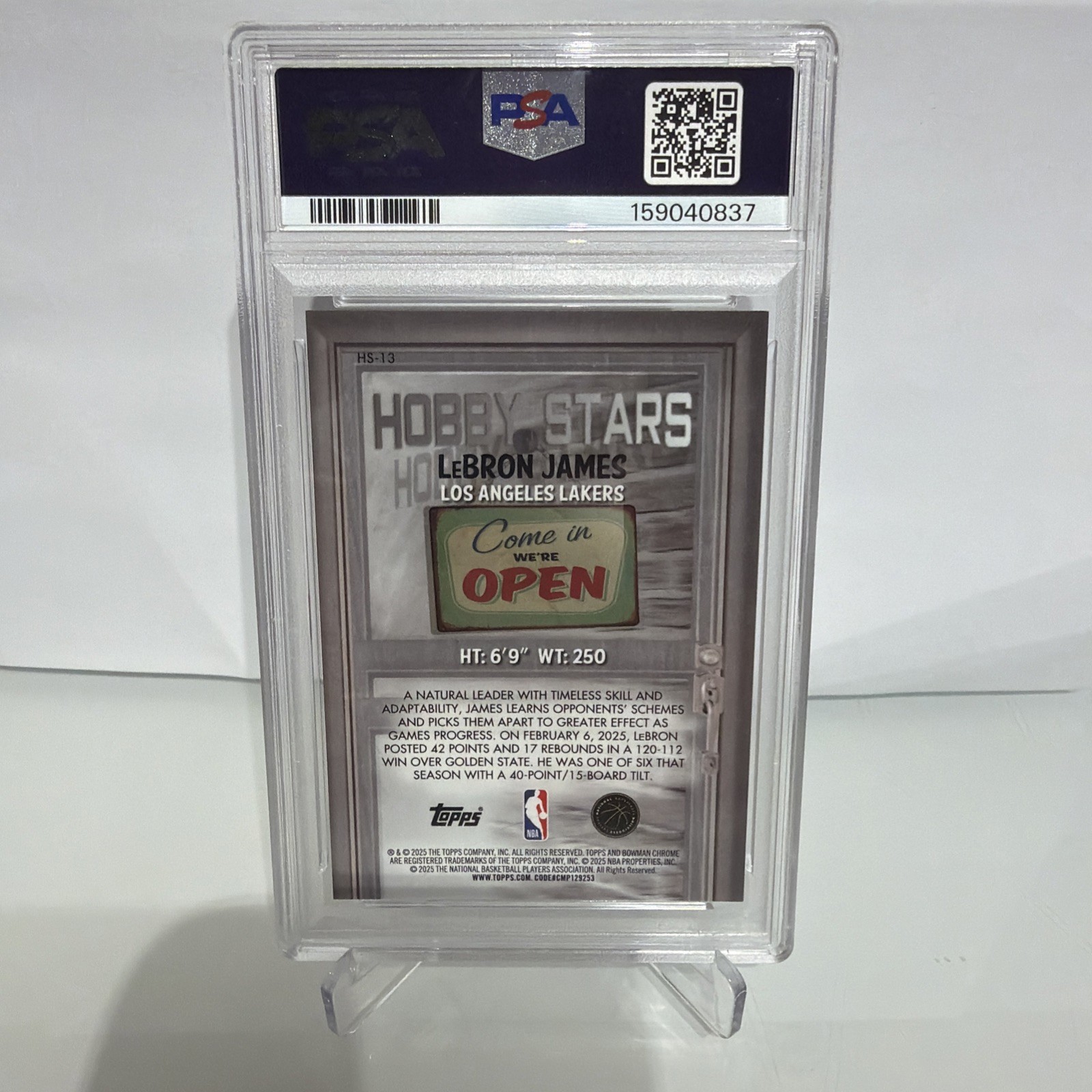 2025-26 Bowman Basketball LeBron James Delight King James Orange Geo /25 PSA 10 view 2