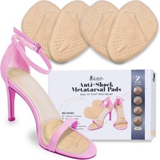 Silicone Gel Metatarsal Pads for Women - Ball of Foot Pain Relief, Nude 4 Pack