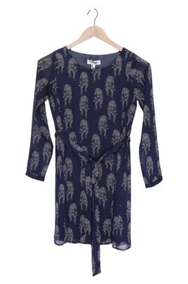 Dry Lake Damen Freizeitkleid Blau Tiermotive Gr. 38/M Minikleid Polyester