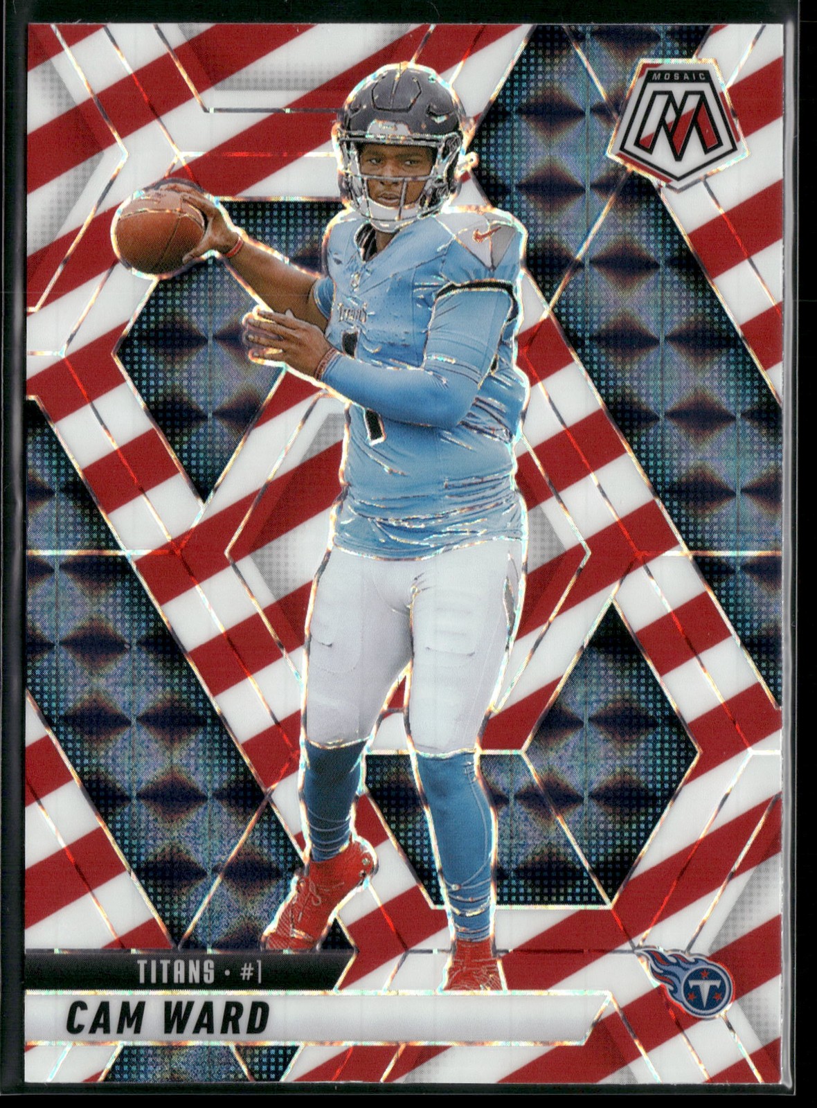 2025 Panini Mosaic #382 Cam Ward Mosaic Red and White Stripe