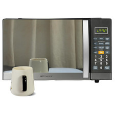 US Emerson 1.1 Cu Ft, 1100W Mirror Finish Countertop Microwave Oven with Grill,