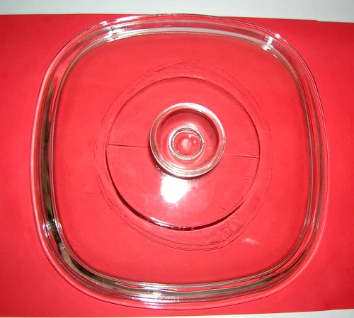 Pyrex Square Clear Glass Lid A-9-C   No Chips or Cracks Corning Ware Vintage