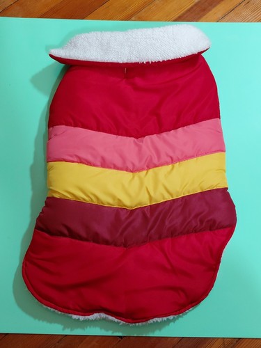 Lake & Trail Quillted Warm Dog Puffer Vest Small 12"W 17"L Colorblock Faux Fur