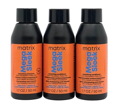 MATRIX Mega Sleek Smoothing Shampoo & 2x Conditioner Travel Size 1.7oz/50ml Each