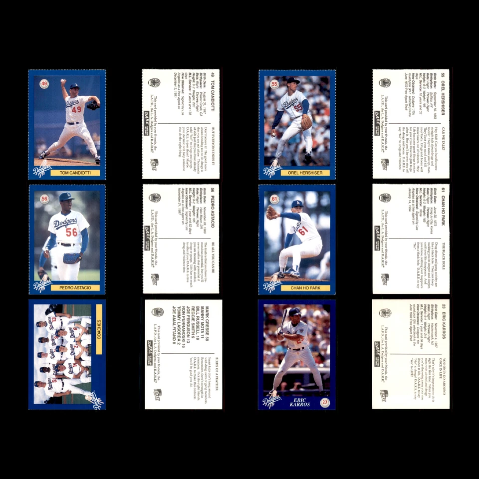 Lote de 60 tarjetas de béisbol 1993 policía de los Dodgers de Los Ángeles Tom Candiotti Dodgers Foto 3 de 4