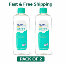 2 Pack Equate Baby Hypoallergenic Baby Oil, Aloe Vera Vitamin E, 20 fl oz