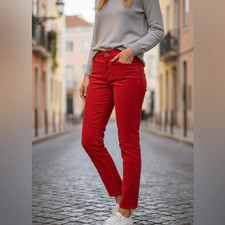 NWT Polo Ralph Lauren Girls Red Corduroy Ankle Pants - Size 14