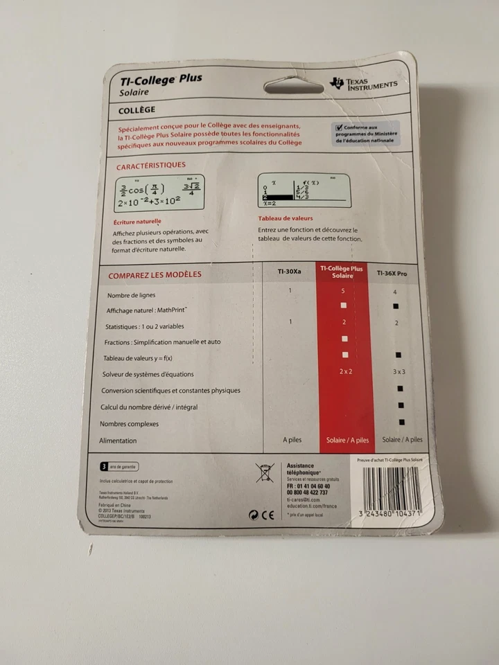 Texas Instruments Calculatrice TI-collège plus Solaire Pour Collège Neuve ! - Photo 2/2