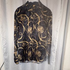 Limited Edition Men s Dress Shirt L Black/Gol...