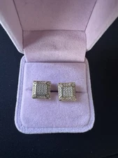 Aretes Grande Con Piedras 10 K Oro