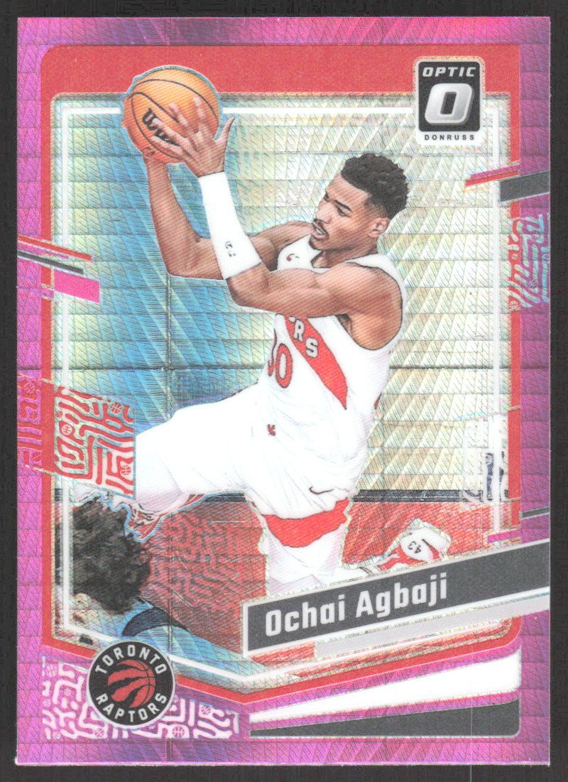 2022 Donruss Optic Hyper Pink Ochai Agbaji Rookie Card #156 Toronto Raptors