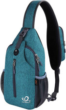 Teal Blue Sling Bag Crossbody Backpack Travel Hiking Daypack