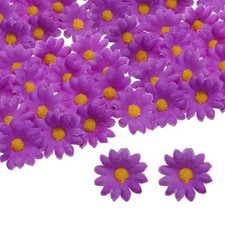 100pcs Artificial Daisies Flower Heads1.6" Silk Fake Daisies Deep Purple/Orange