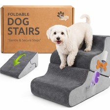 Dog Stairs for Bed  Couch   BuddyRamp 2-in-1 Foldable Dog Stairs and Ramp