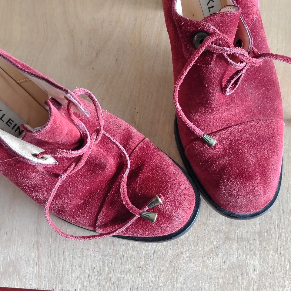 Sapato Mocassim Anne Klein Feminino Tamanho 7.5M Vermelho Moeda Bomba Pré-propriedade qp - Imagem 2 de 4