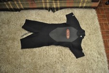 Used Hang-Ten Wetsuit Medium Black Short Sleeve Shorty Swim Surf