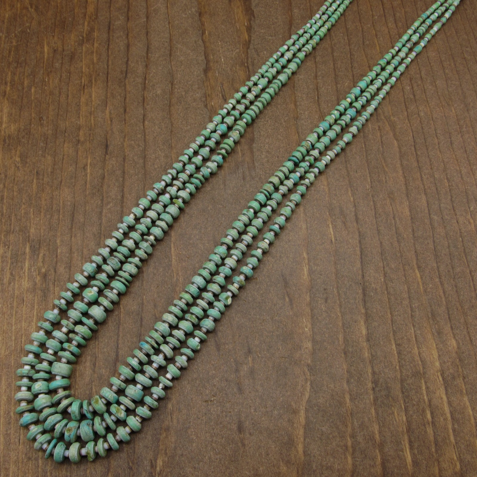 Vintage Southwestern Three Strand Green Turquoise… - image 4