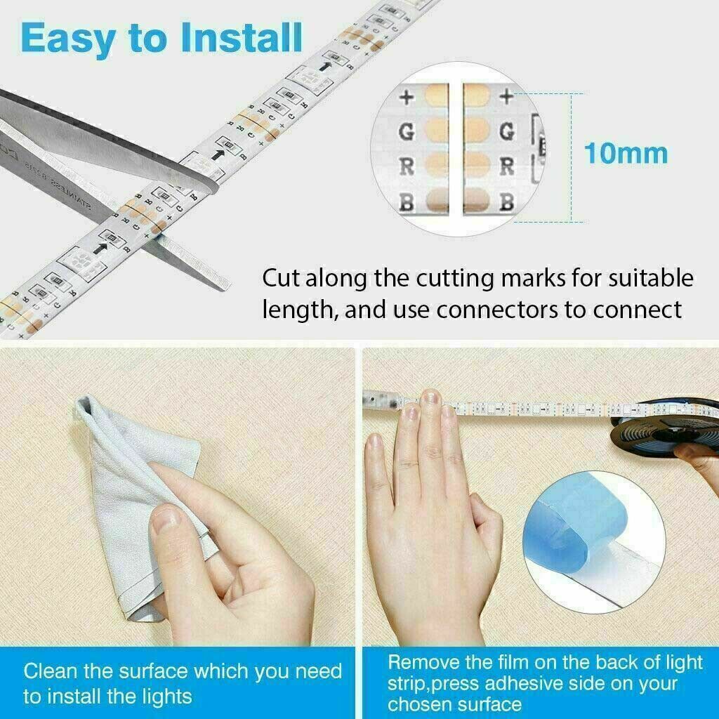 LED Strip Lights 1-20M RGB Colour Changing Tape Cabinet Kitchen TV Lighting USB_voghion.com