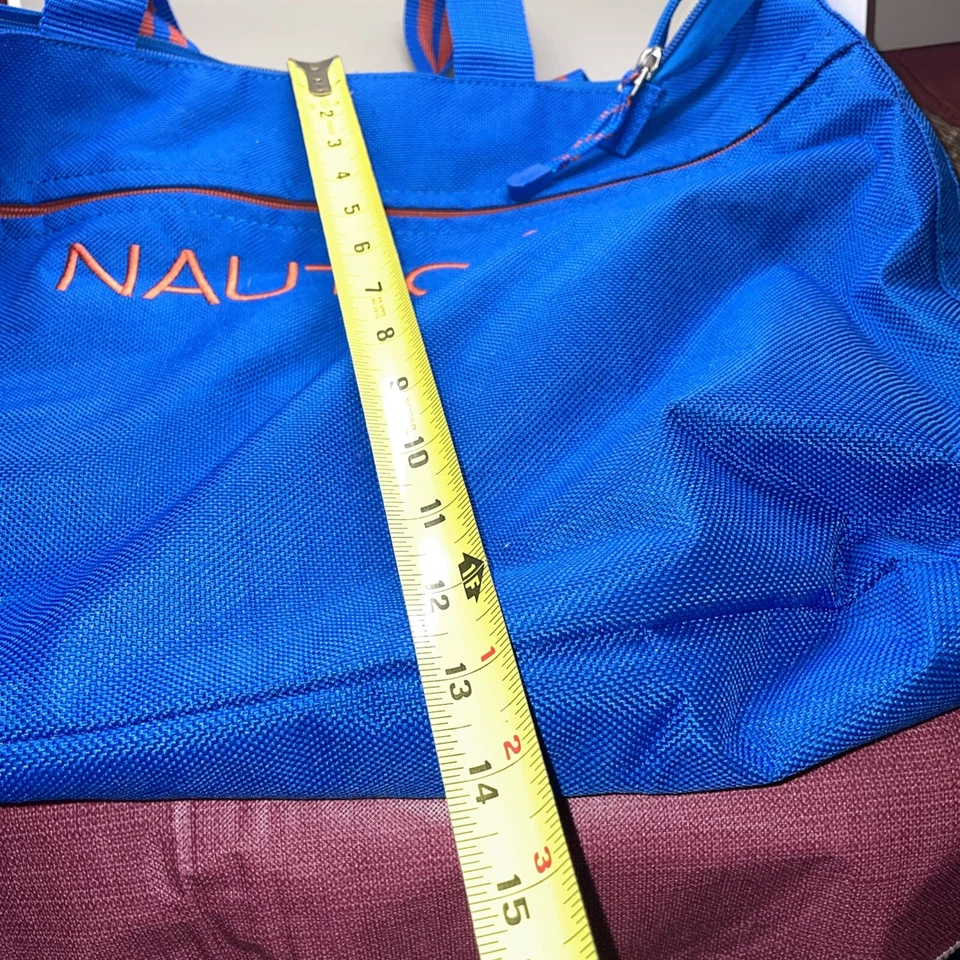 Bolso de hombro de lona Nautica de viaje/fin de semana/gimnasio/lona azul marino y dorado Foto 3 de 4