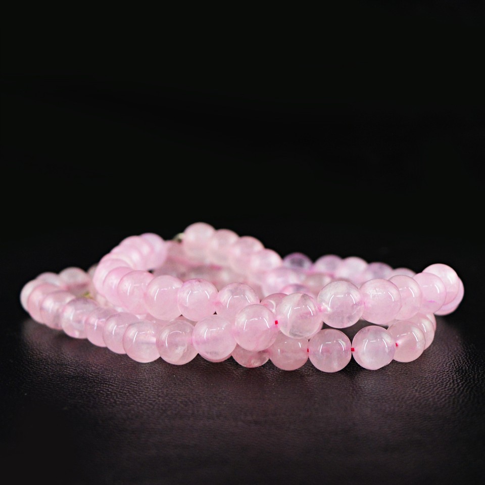 Natural Rose Quartz Stone Round Beaded Necklace Available In 6 Mm 8 Mm - Foto 14