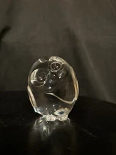 GORGEOUS Steuben ART GLASS BARN OWL FIGURINE Paperweight Hand Cooler