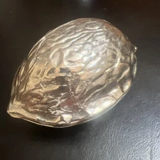 Stunning Vintage Nut Shaped Walnut Hinged Silver Metal W. Germany Nut Cracker