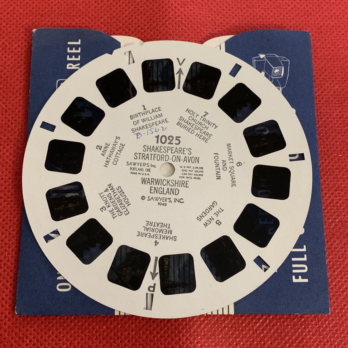 View-Master Reel 1025 Shakespeare's Stratford-On-Avon Warwickshire Eng  1948
