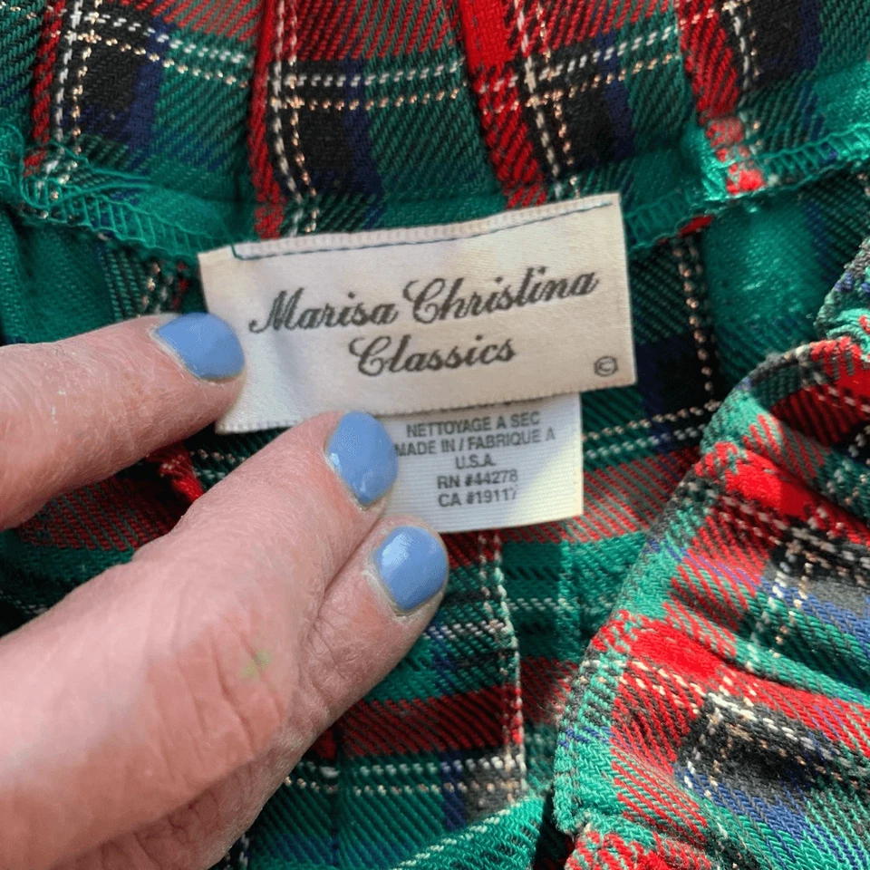 Saia Marisa Christina Vintage Tartan Plissada Comprimento Total Verde Vermelho, Tamanho G, Excelente Estado Usado - Imagem 2 de 4