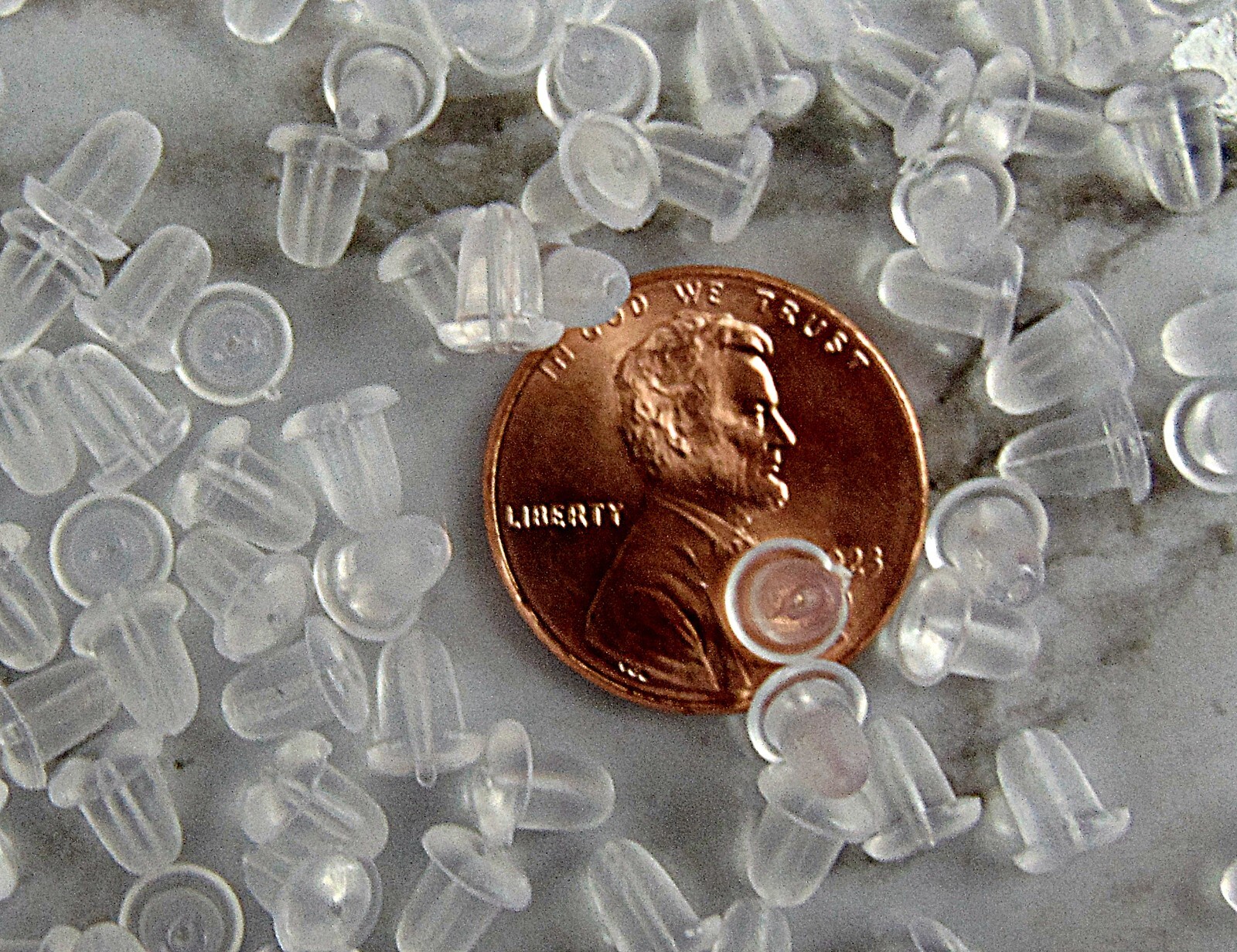 100 Small EAR Earring NUTS Keepers Backs ~ Soft Clear Bell Bullet Shape 4x5mm