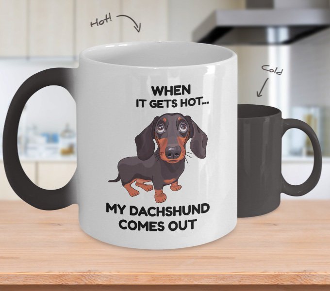 Dachshund Heat Sensitive Mug, Color Changing Weiner Dog Mug, Great Wiener  Gift