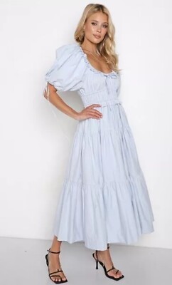 NWT En Saison Women baby blue Off The Shoulder Tiered Baby Doll Dress -  Size S | eBay